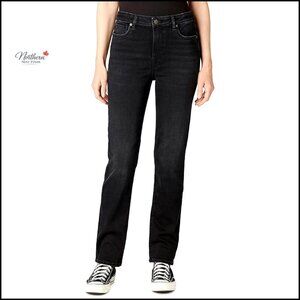 High Rise Straight Leg Jeans, Durable Denim, Zipper Closure